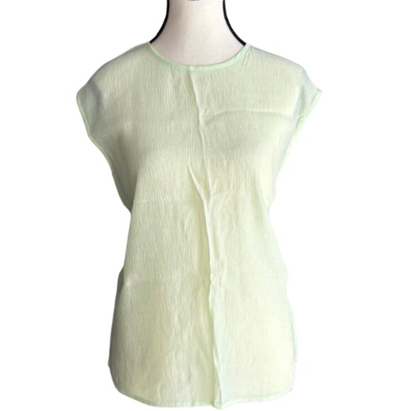 MANGO PASTEL APPLE GREEN TEXTURED LYOCELL BLEND TOP, SZ. M - Picture 1 of 5